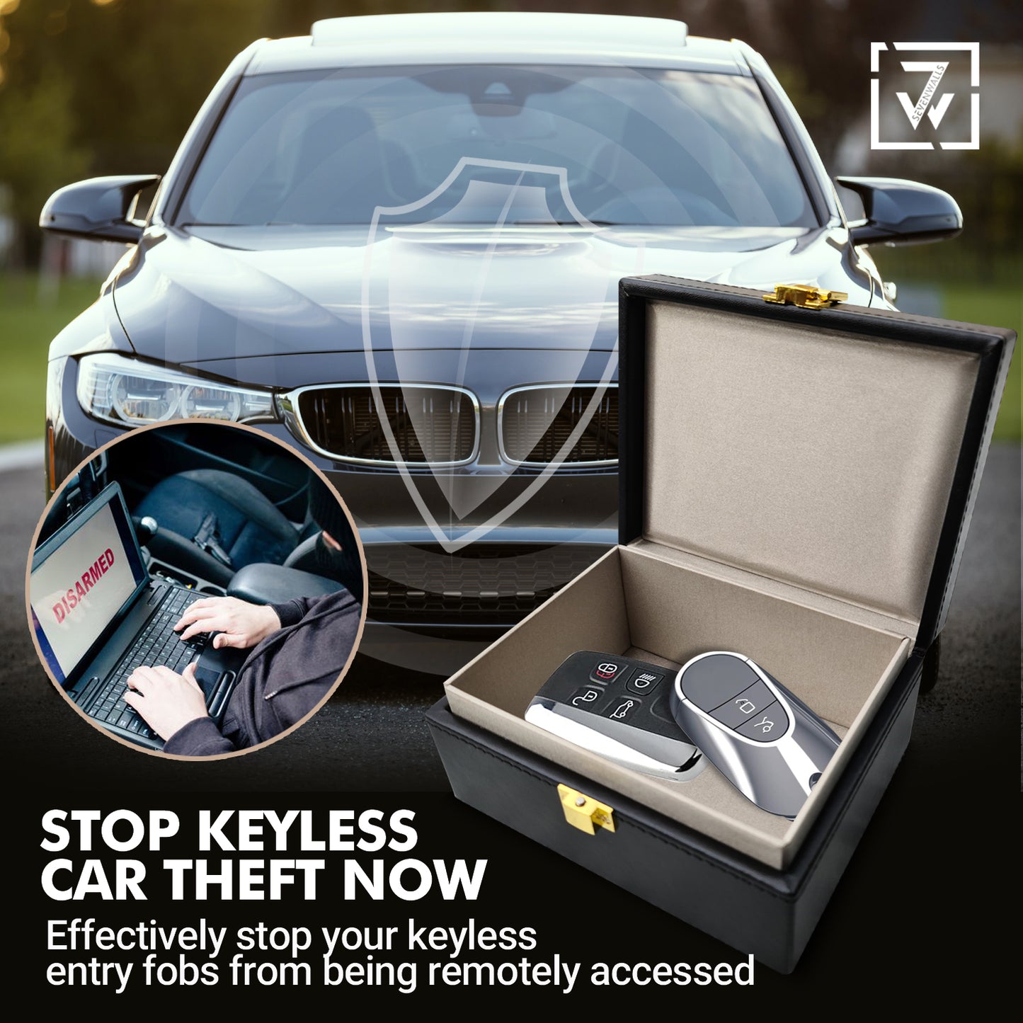 Sevenwalls RFID Car Signal blocking Box - Black