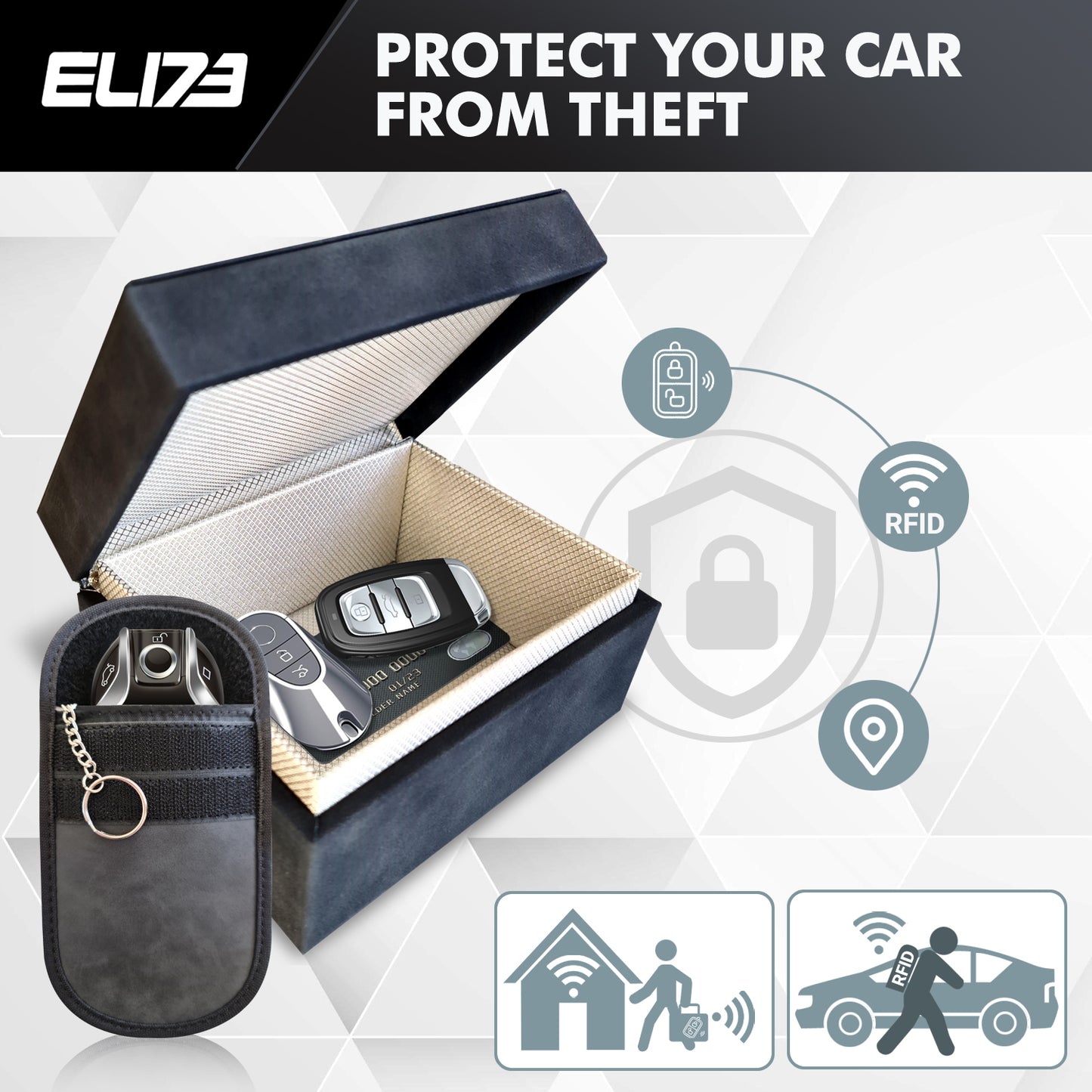 ELI73 Double-Layer Signal Blocking Keyless Car Key Signal Blocker Box