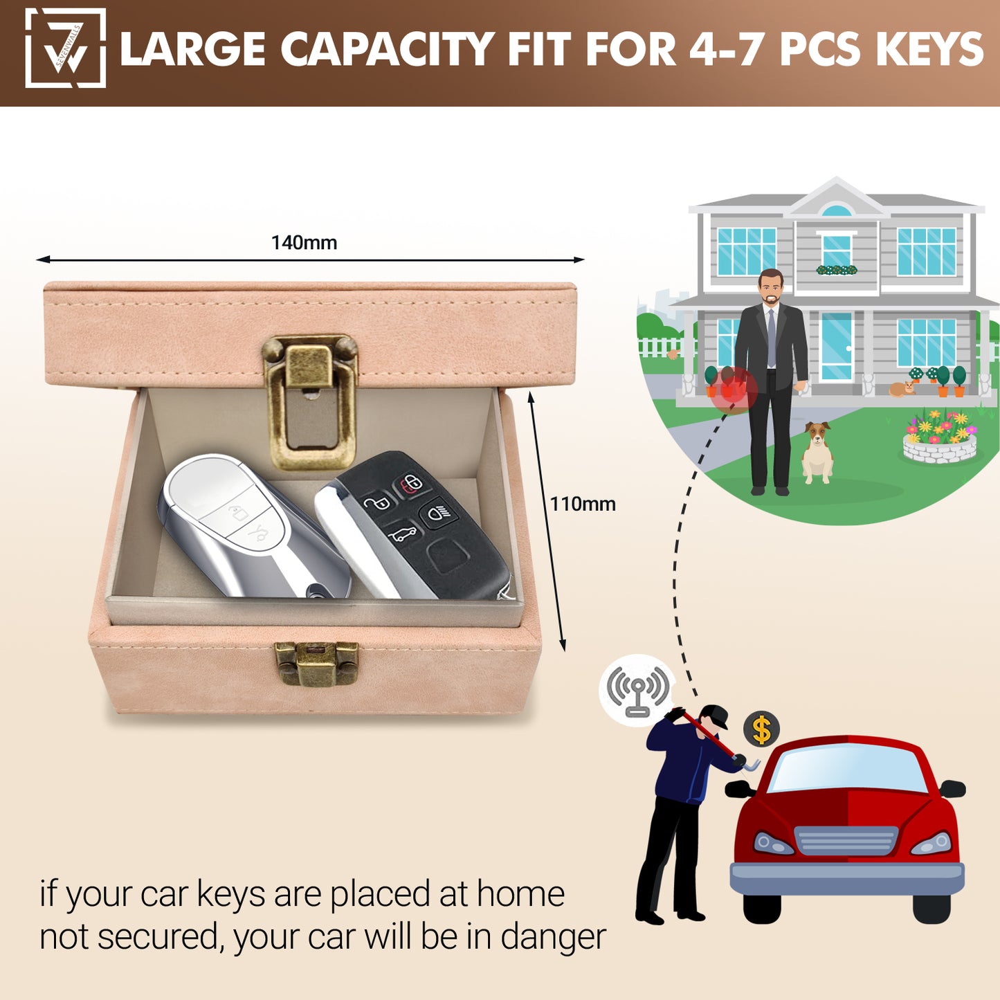 Sevenwalls Faraday Box for Car Keys - Tan