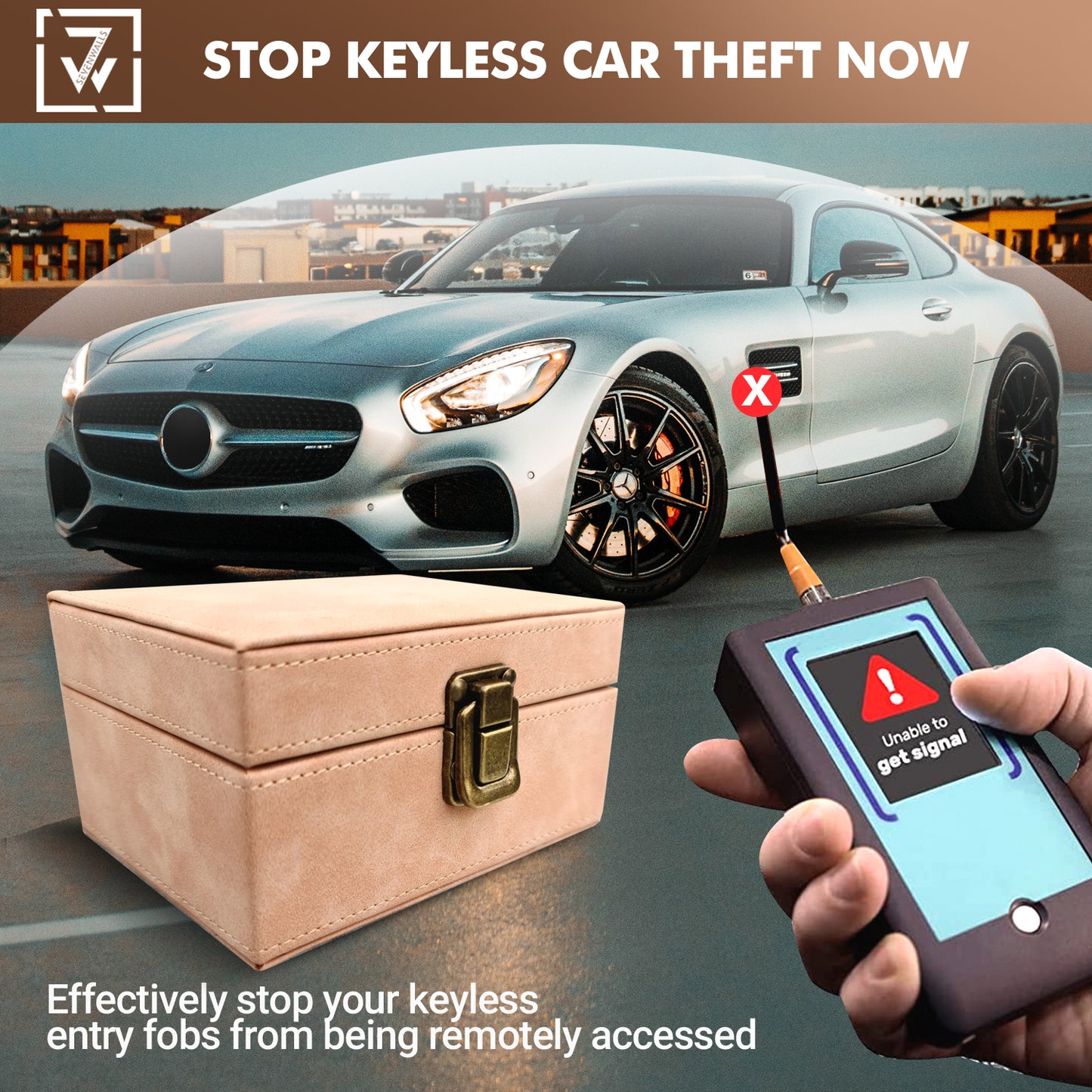 Sevenwalls Faraday Box for Car Keys - Tan