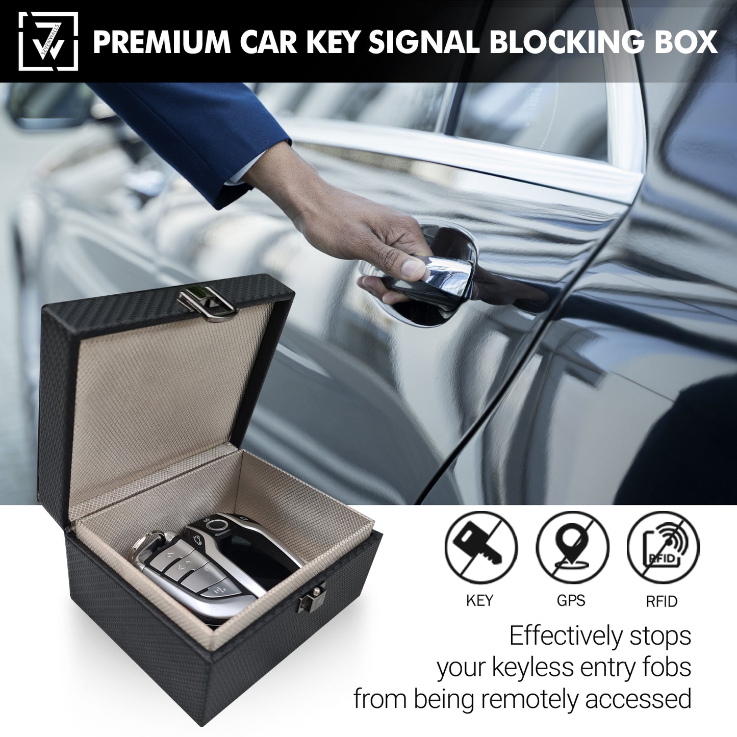 Sevenwalls Car Key Signal Blocking Faraday Box - Carbon