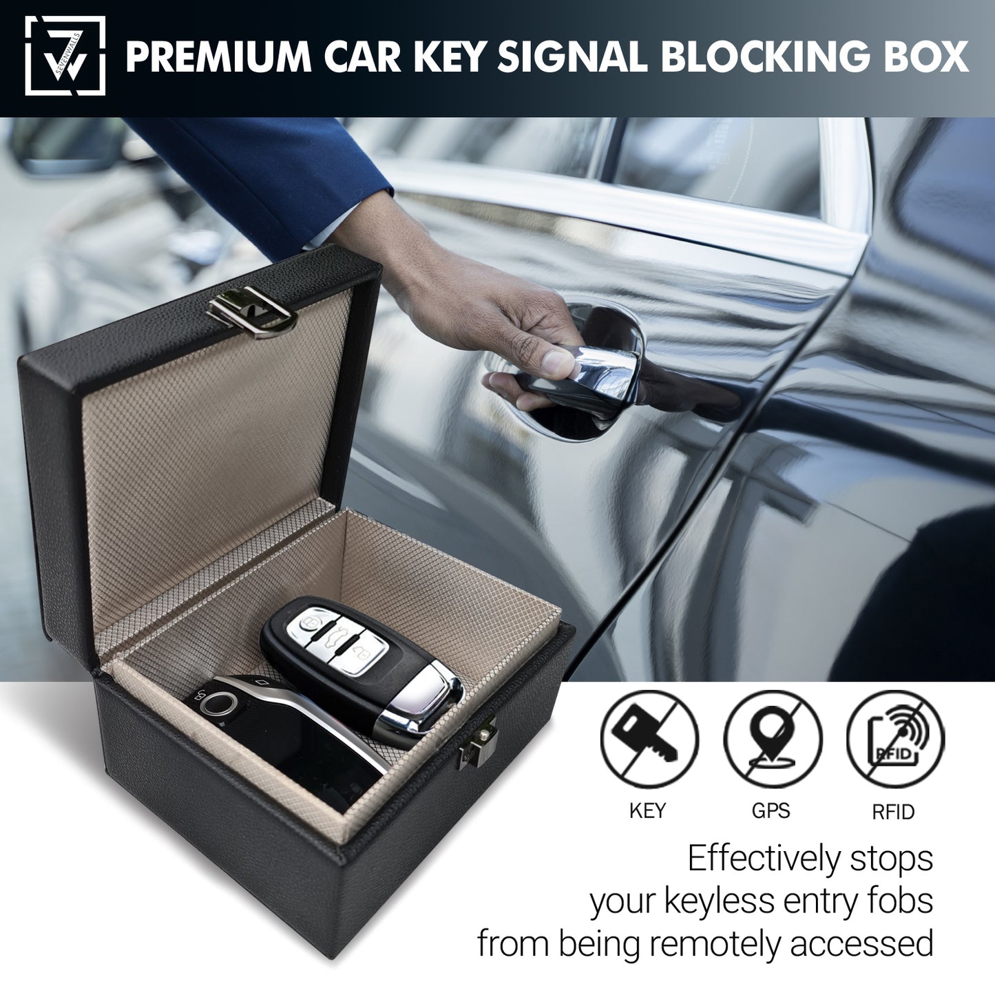 Sevenwalls Car Key Signal Blocking Faraday Box - Black