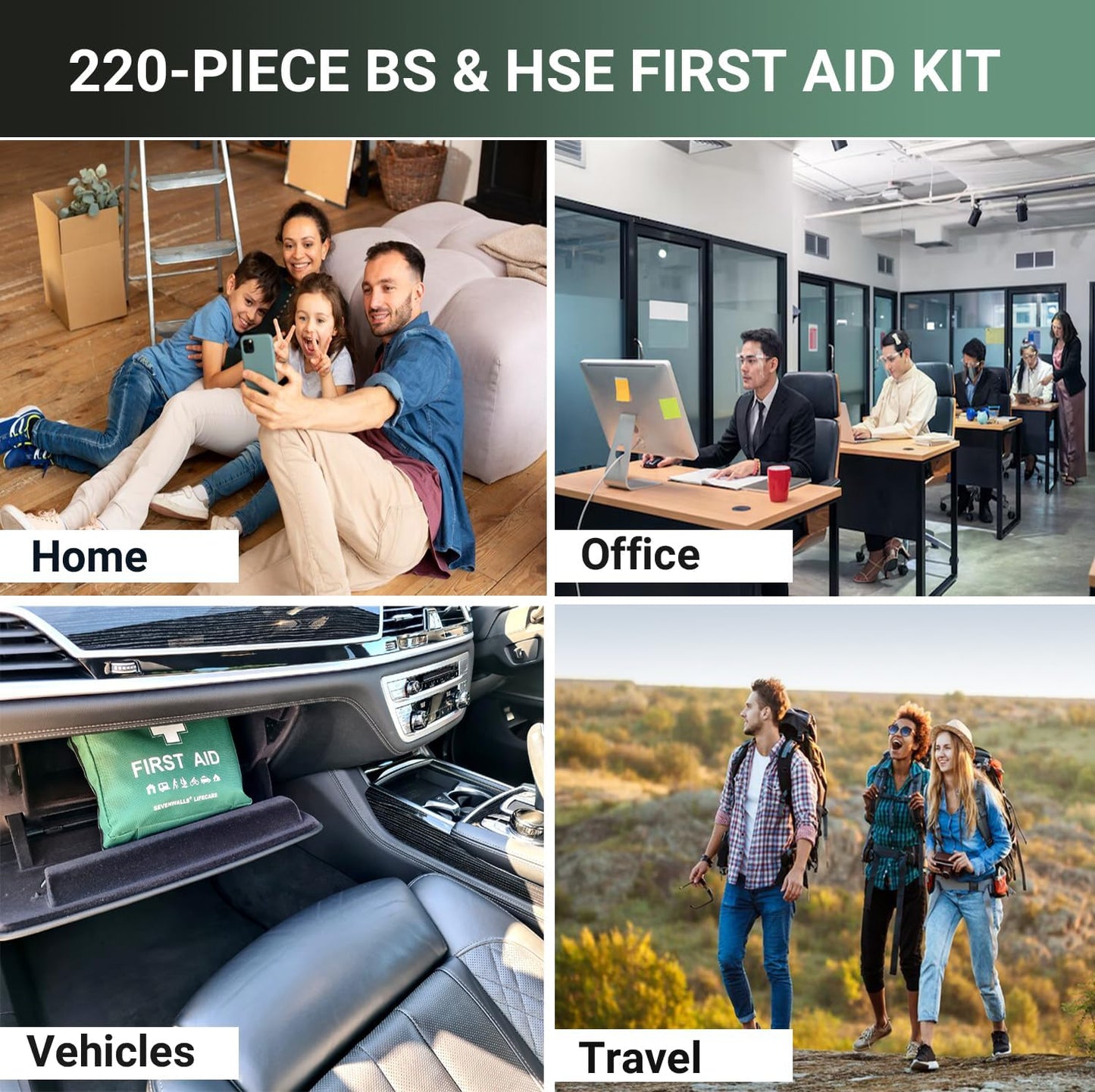 220-Piece First Aid Kit – Emergency Medical Bag for Home, Car & Workplace