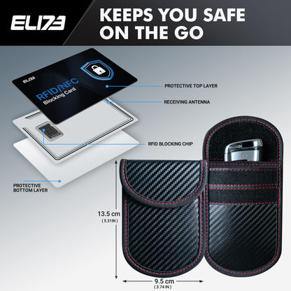 ELI73 Faraday Box for Car Keys with 2 Faraday Pouches & 2 RFID Cards