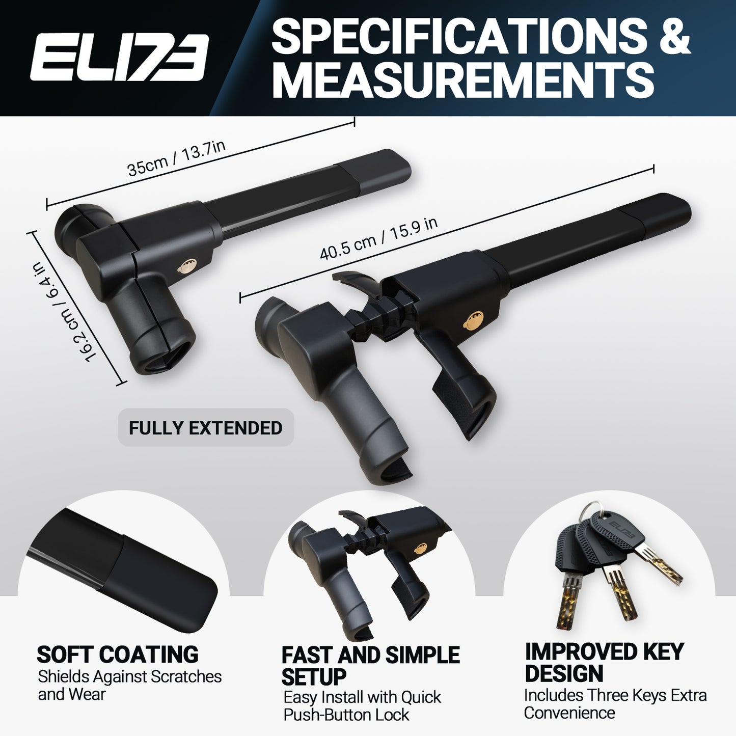 ELI73 T-Bar Steering Wheel Lock – Universal Anti-Theft Device