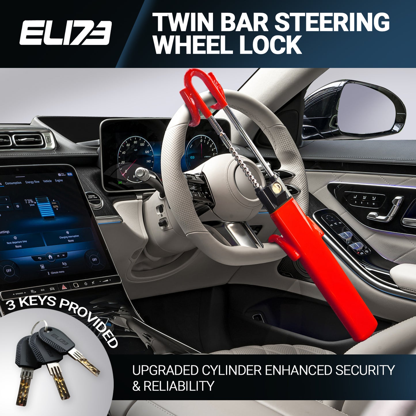 ELI73 Steering Wheel Lock – Heavy-Duty Anti-Theft Security