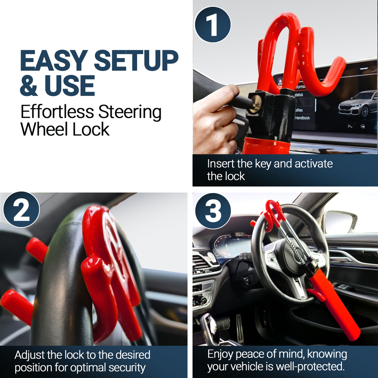 ELI73 Steering Wheel Lock – Heavy-Duty Anti-Theft Security