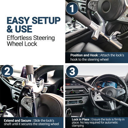 ELI73 Steering Wheel Lock - Universal Fit Anti-Theft Device