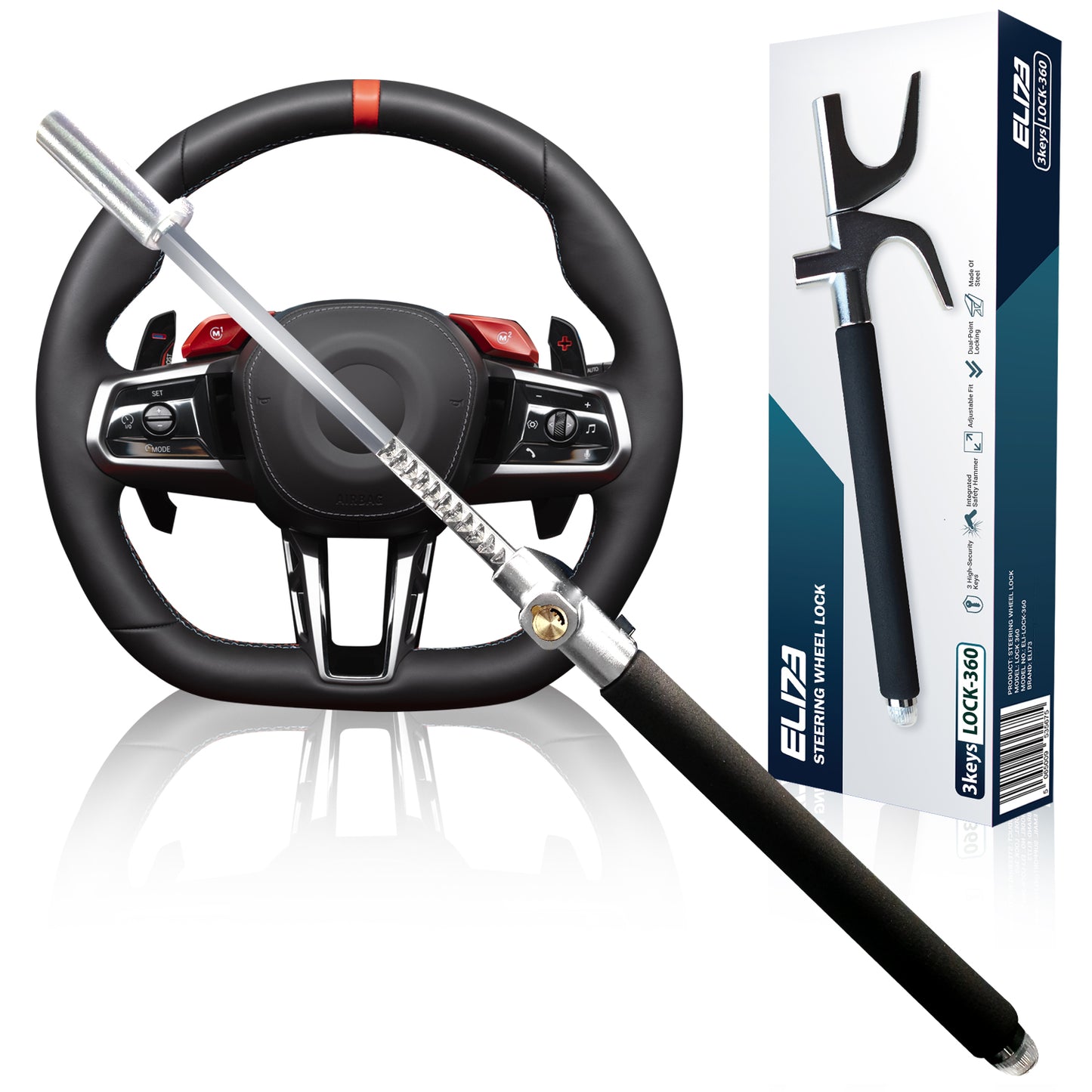 ELI73 Steering Wheel Lock - Universal Fit Anti-Theft Device