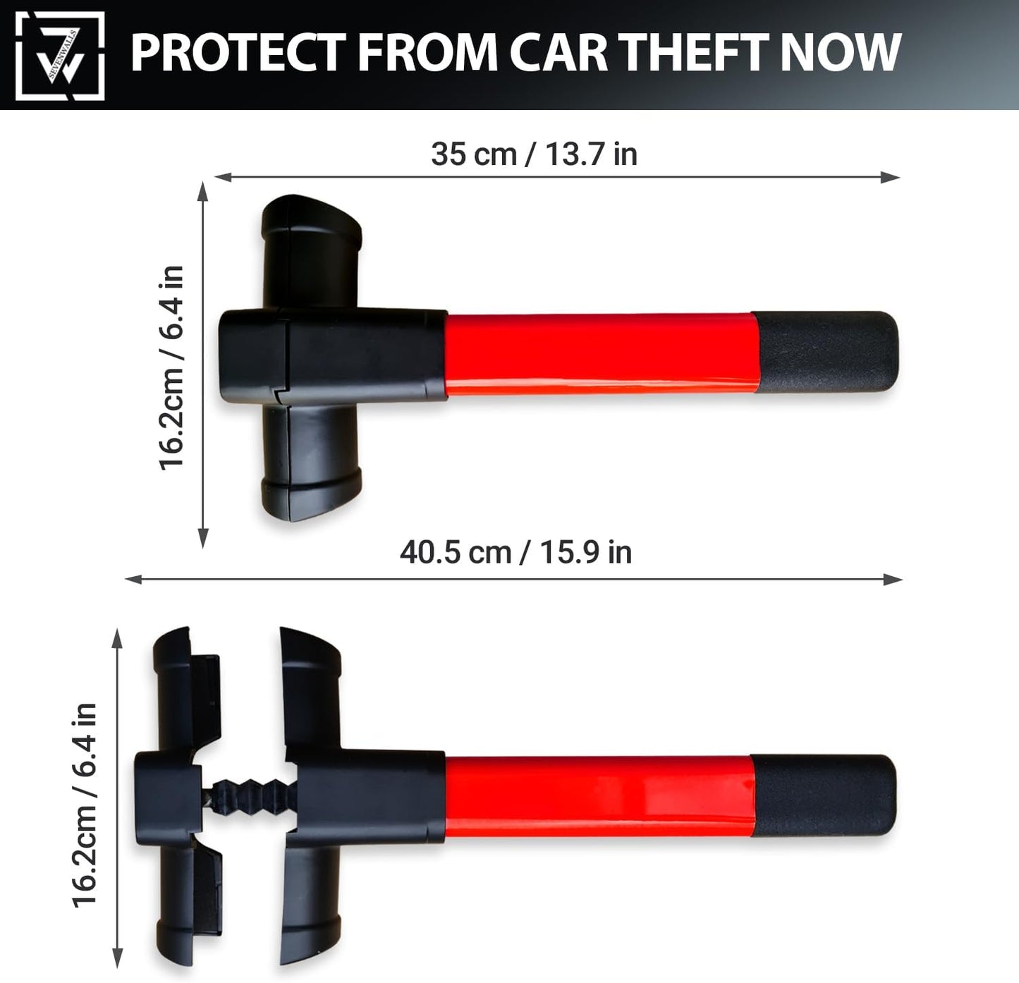 Sevenwalls T-Bar Steering Wheel Lock – Heavy-Duty Anti-Theft Device