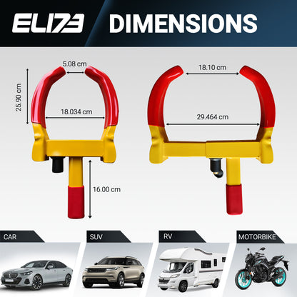 ELI73 Wheel Clamp - Anti-Theft Security Lock for Cars, Caravans, and Trailers