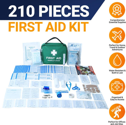 210-Piece First Aid Kit – Emergency Medical Supplies for Home, Car & Travel