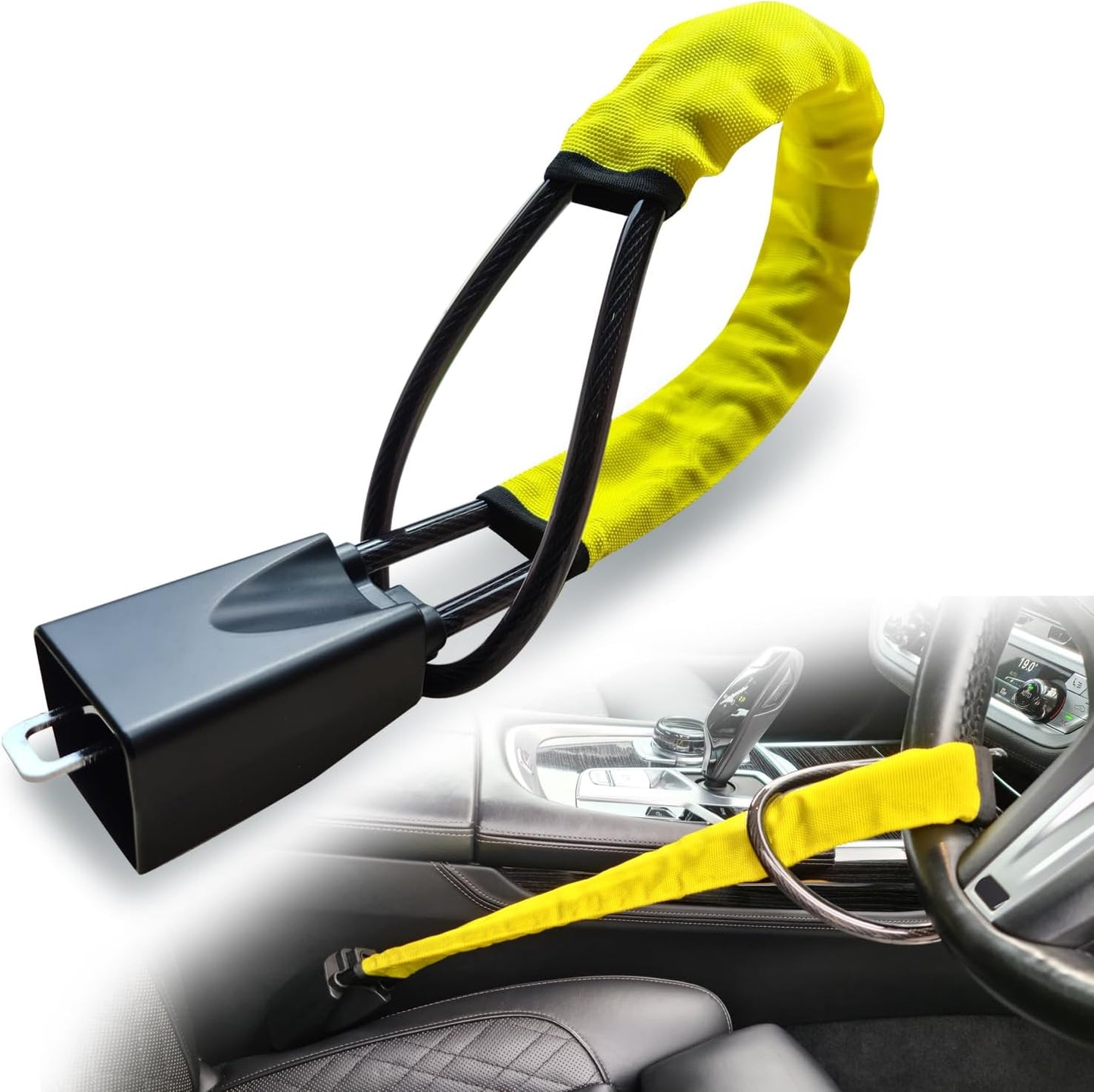 Sevenwalls Steering Wheel to Seat Belt Lock – Heavy-Duty Anti-Theft Device