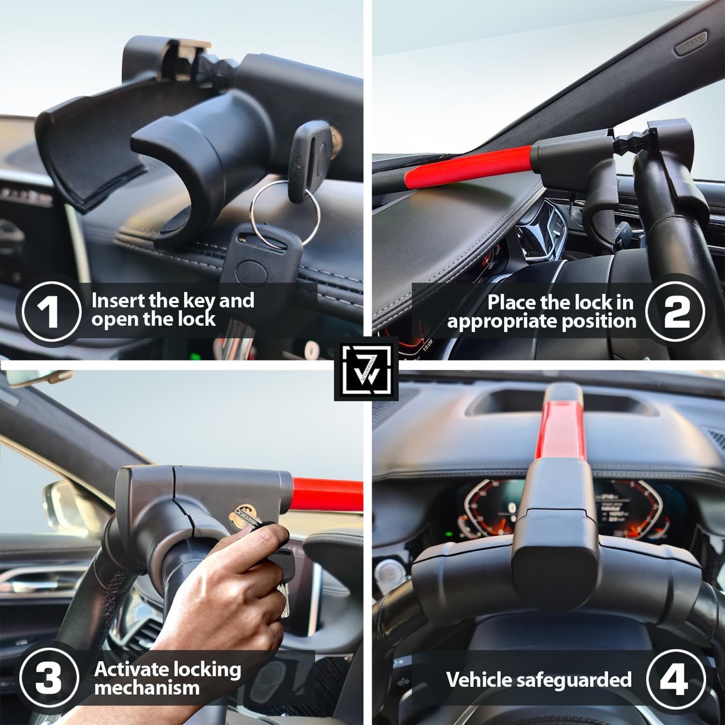 Sevenwalls T-Bar Steering Wheel Lock – Heavy-Duty Anti-Theft Device