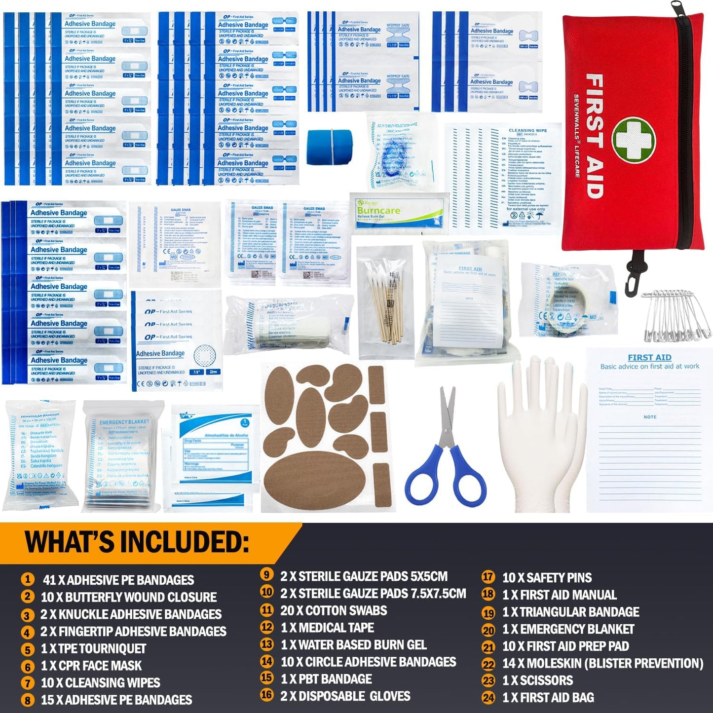 170-Piece First Aid Kit - Emergency Medical Supplies for Home & Travel