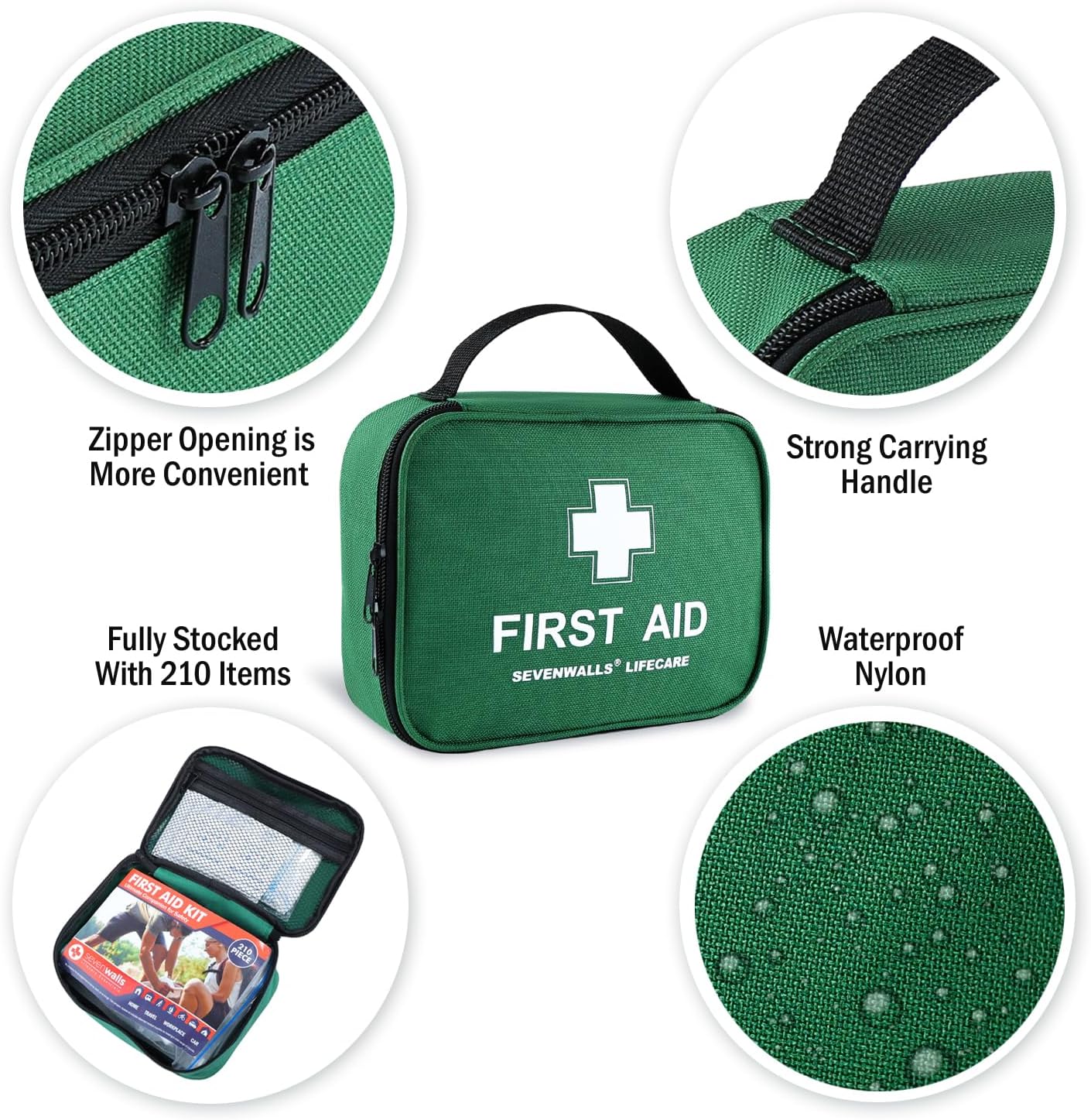 210-Piece First Aid Kit – Emergency Medical Supplies for Home, Car & Travel