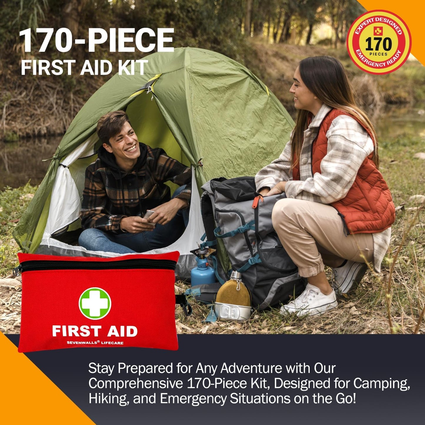 170-Piece First Aid Kit - Emergency Medical Supplies for Home & Travel