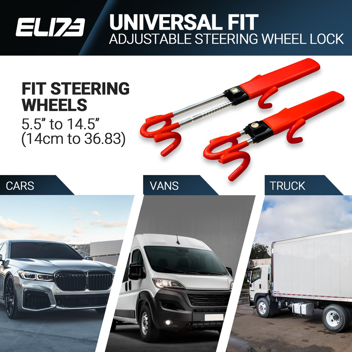 ELI73 Steering Wheel Lock – Heavy-Duty Anti-Theft Security