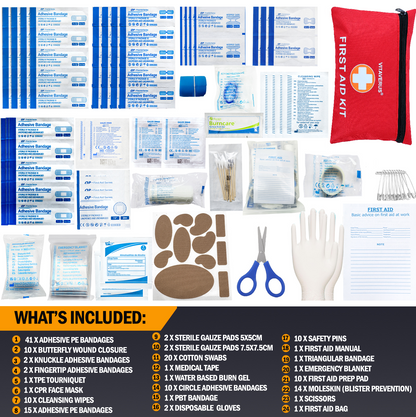 Vitaverus 180-Piece First Aid Kit – Emergency Medical Kit for Home & Travel